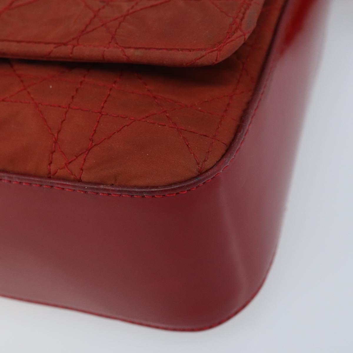 Christian Dior Canage Shoulder Bag Nylon Red Gold Auth YKZ592