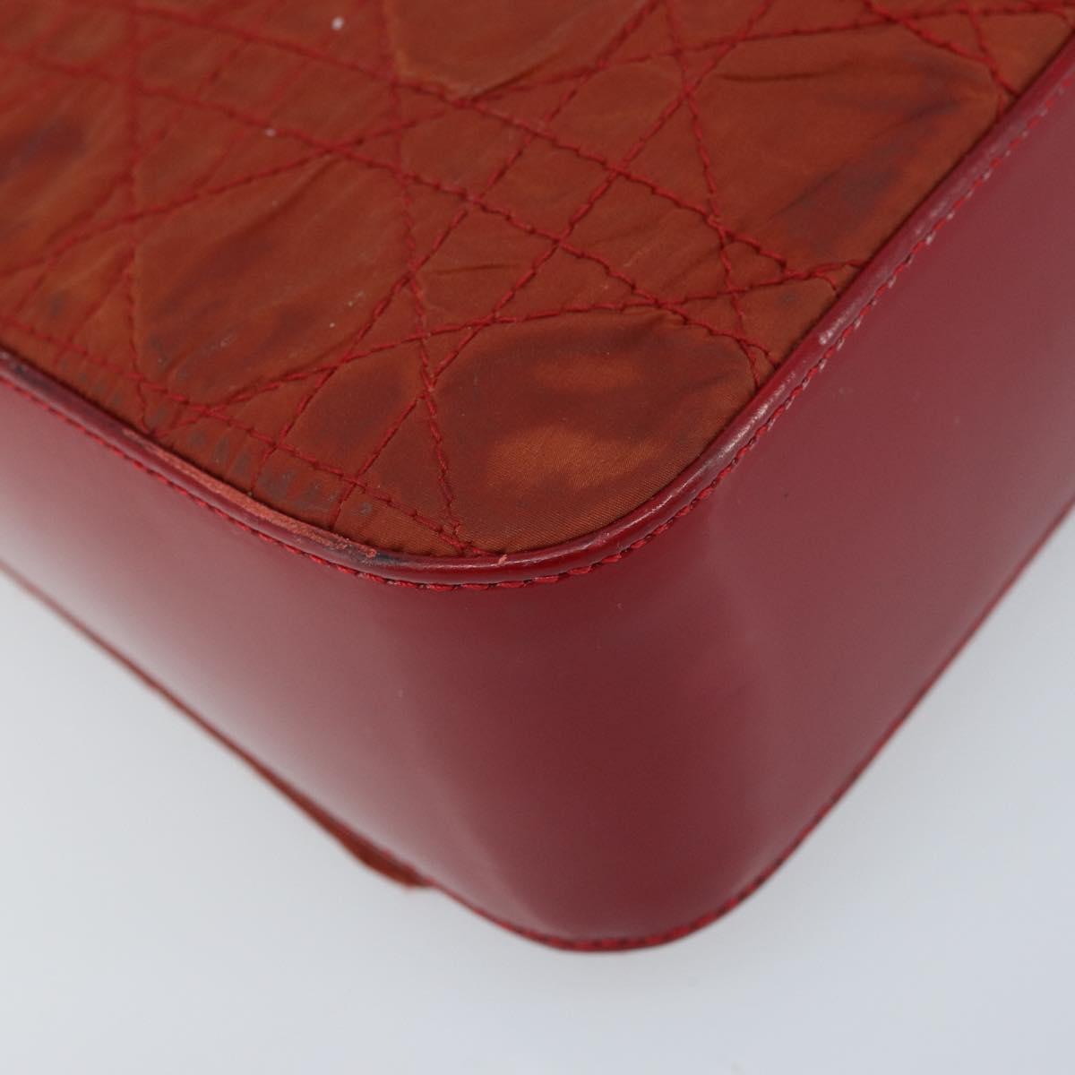 Christian Dior Canage Shoulder Bag Nylon Red Gold Auth YKZ592