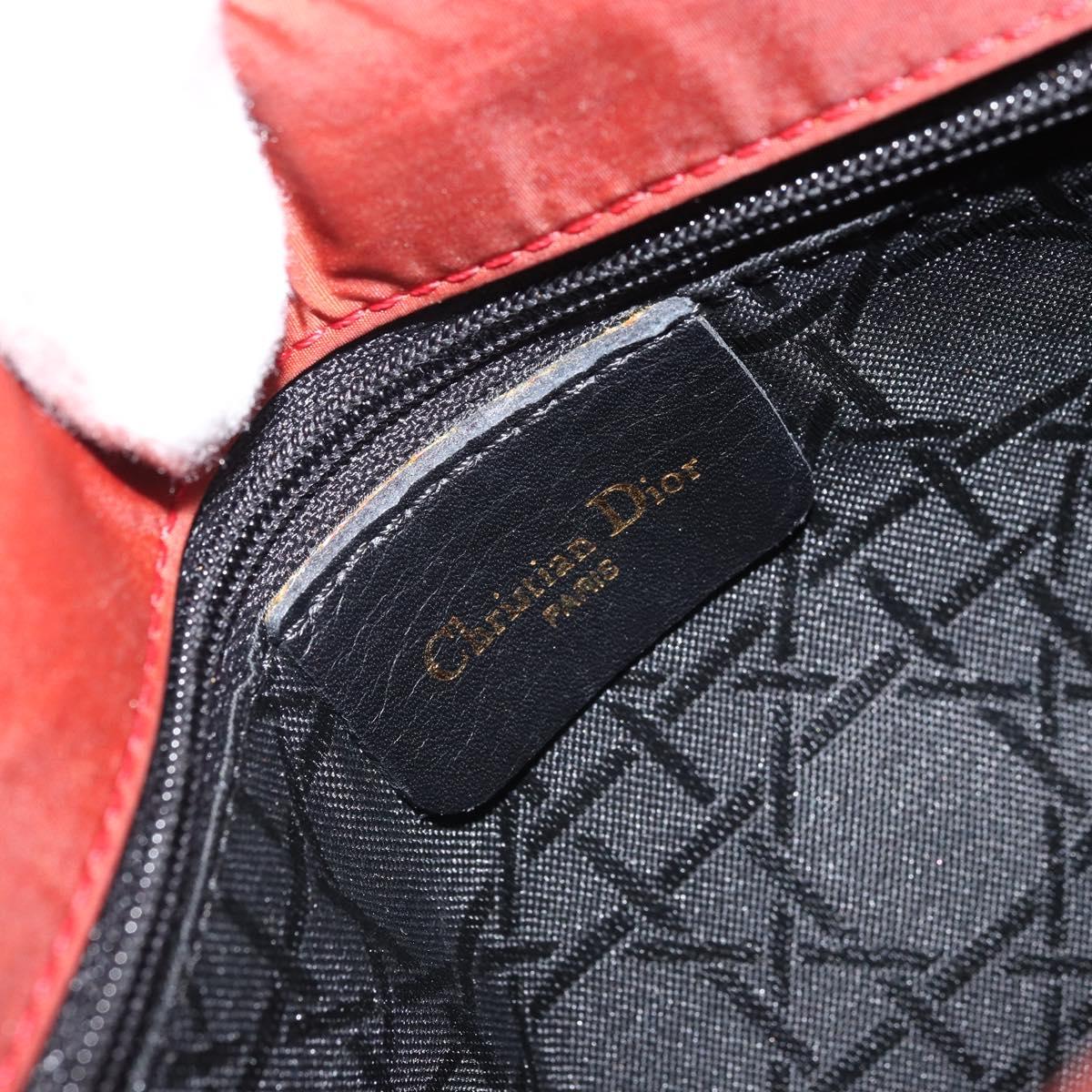 Christian Dior Canage Shoulder Bag Nylon Red Gold Auth YKZ592