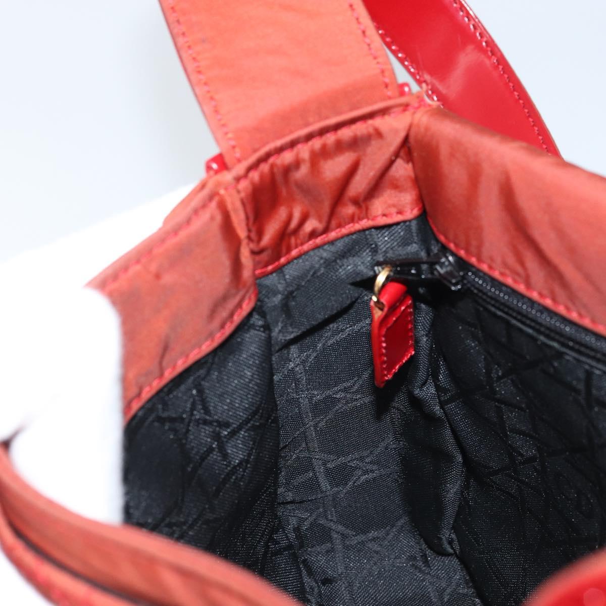 Christian Dior Canage Shoulder Bag Nylon Red Gold Auth YKZ592