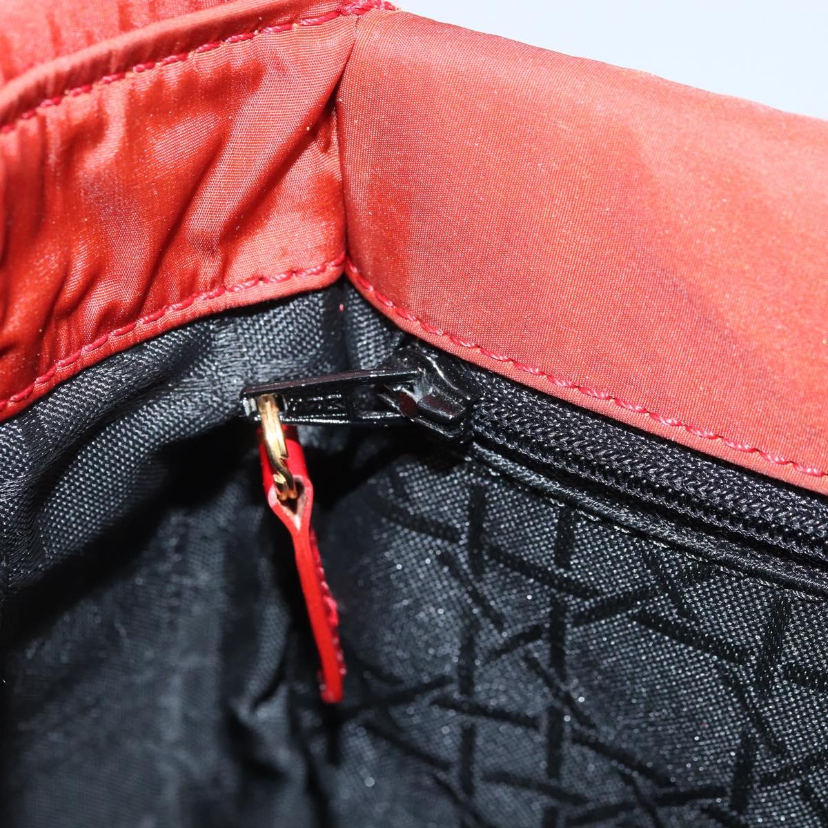 Christian Dior Canage Shoulder Bag Nylon Red Gold Auth YKZ592