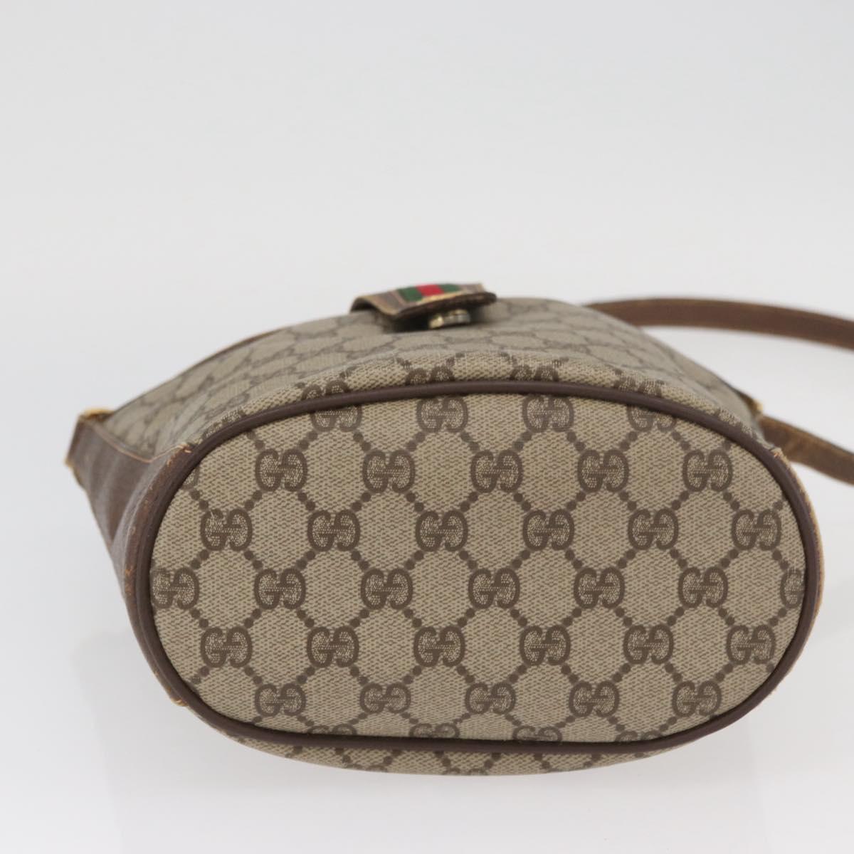 GUCCI GG Supreme Web Sherry Line Bag PVC Beige Gold 40 02 081 Auth YKZ594