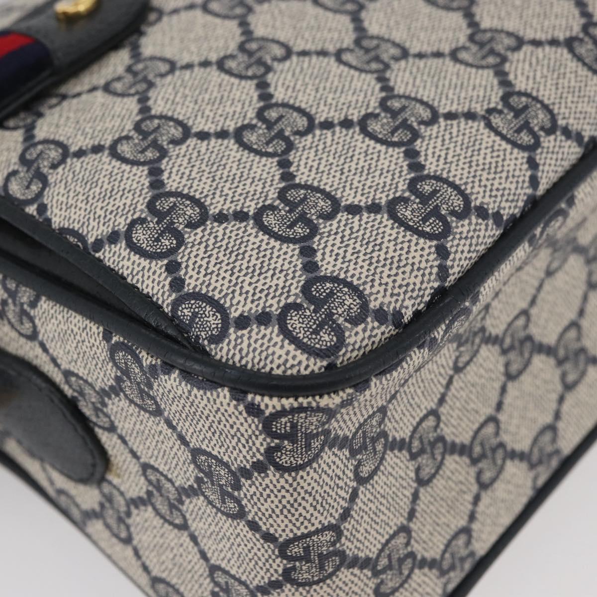 GUCCI GG Supreme Sherry Line Shoulder Bag PVC Navy Gold 93 02 049 Auth YKZ595