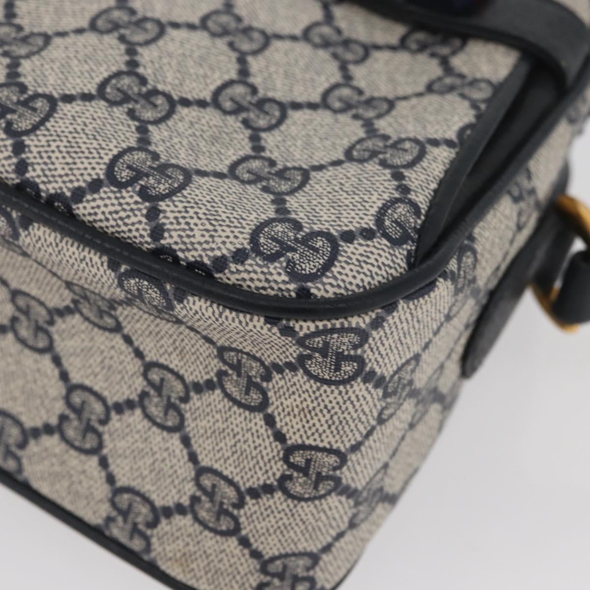 GUCCI GG Supreme Sherry Line Shoulder Bag PVC Navy Gold 93 02 049 Auth YKZ595