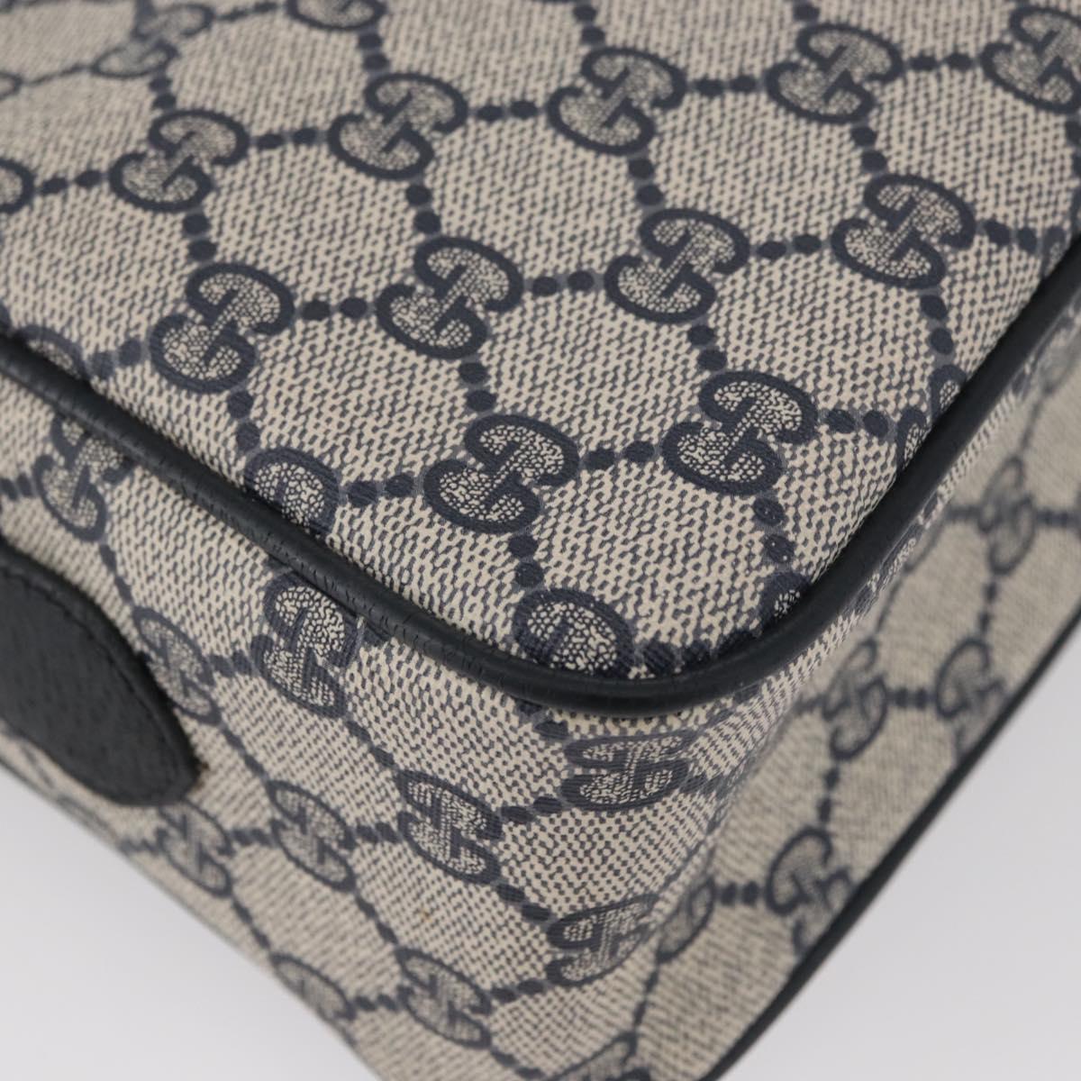 GUCCI GG Supreme Sherry Line Shoulder Bag PVC Navy Gold 93 02 049 Auth YKZ595