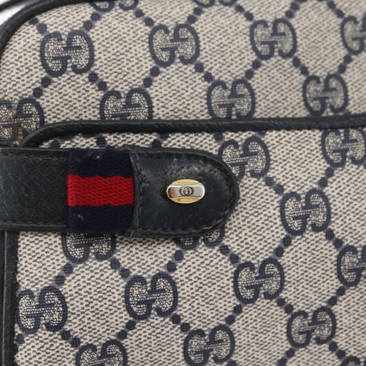 GUCCI GG Supreme Sherry Line Shoulder Bag PVC Navy Gold 93 02 049 Auth YKZ595