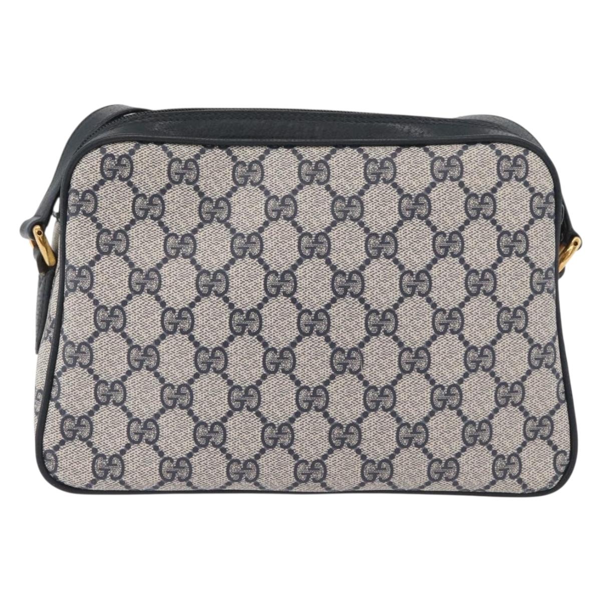 GUCCI GG Supreme Sherry Line Shoulder Bag PVC Navy Gold 93 02 049 Auth YKZ595