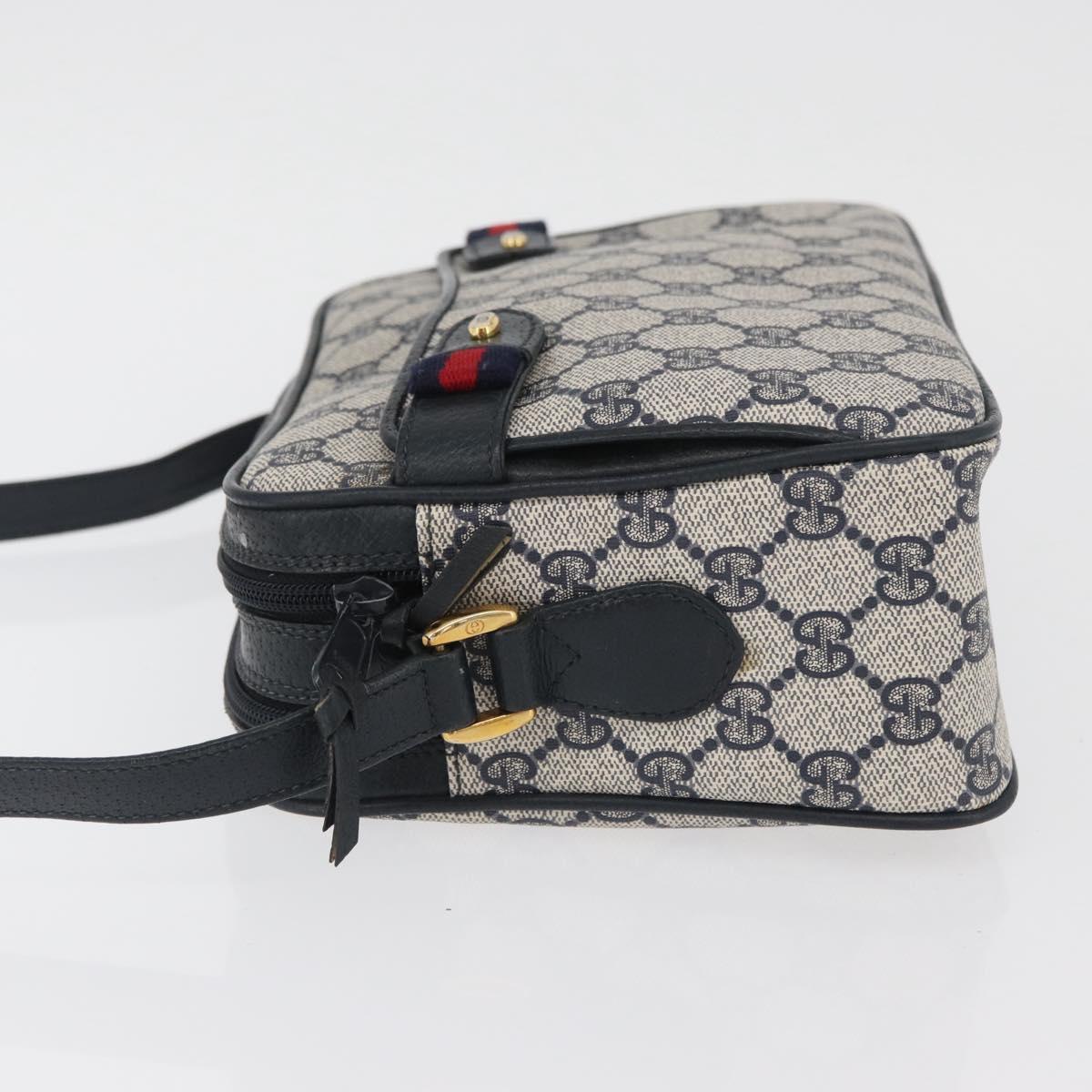 GUCCI GG Supreme Sherry Line Shoulder Bag PVC Navy Gold 93 02 049 Auth YKZ595
