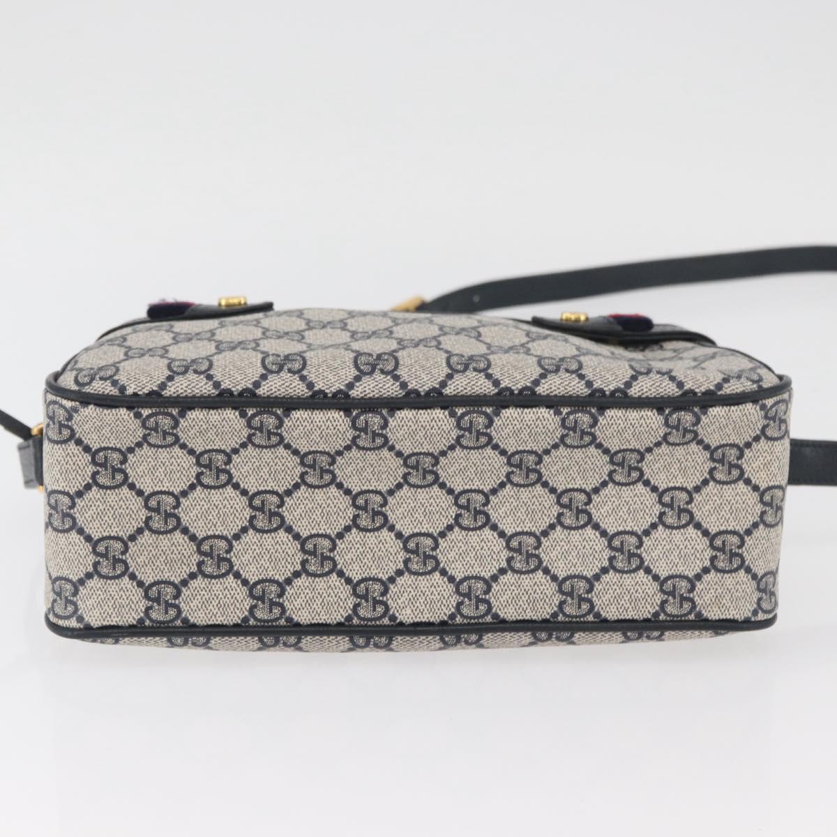 GUCCI GG Supreme Sherry Line Shoulder Bag PVC Navy Gold 93 02 049 Auth YKZ595