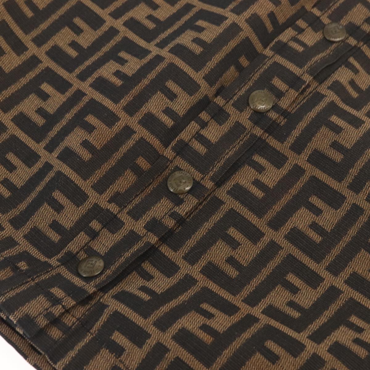 FENDI Zucca Canvas Skirt Black Brown Auth YKZ603A