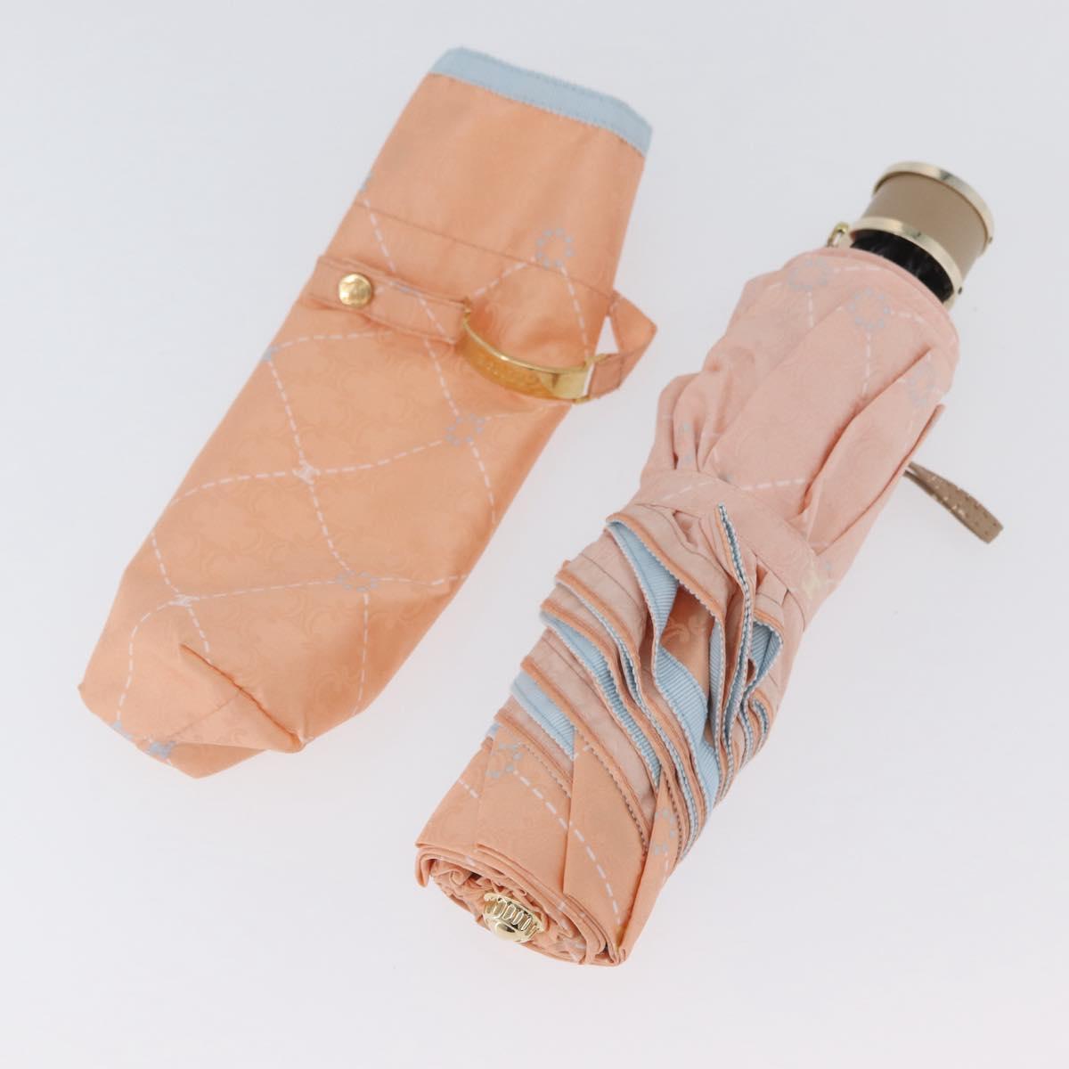 CELINE Macadam Canvas Folding Umbrella Nylon Orange Auth YKZ609A