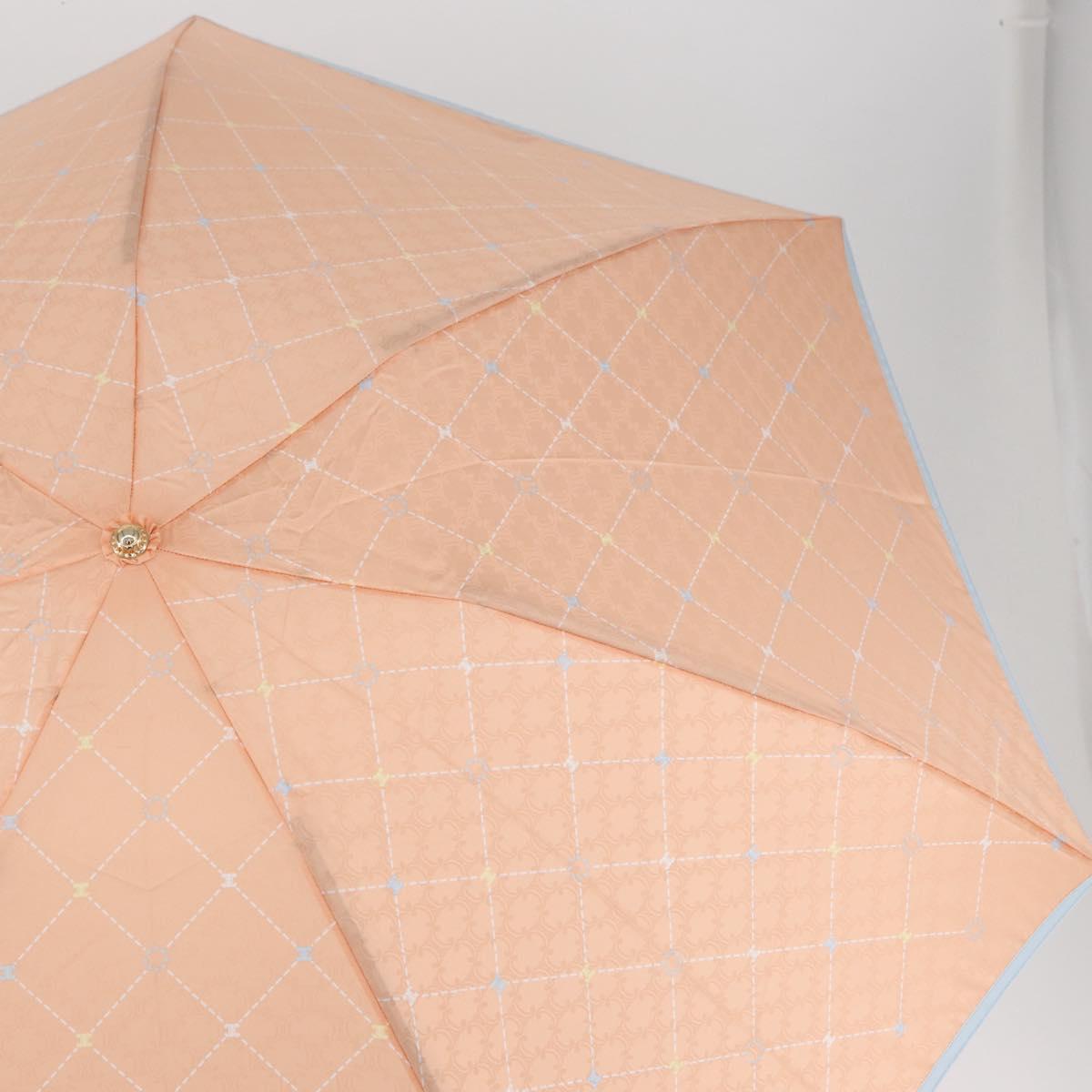 CELINE Macadam Canvas Folding Umbrella Nylon Orange Auth YKZ609A