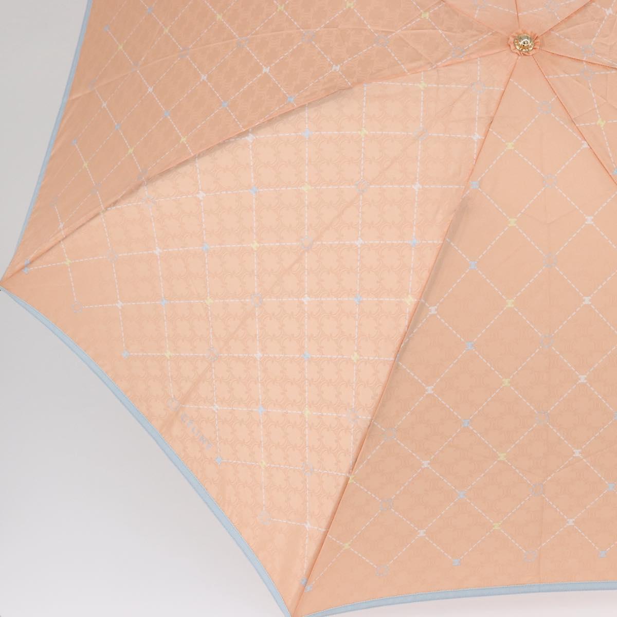 CELINE Macadam Canvas Folding Umbrella Nylon Orange Auth YKZ609A