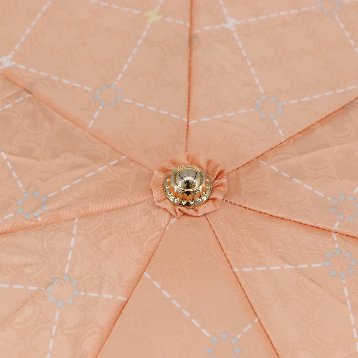 CELINE Macadam Canvas Folding Umbrella Nylon Orange Auth YKZ609A