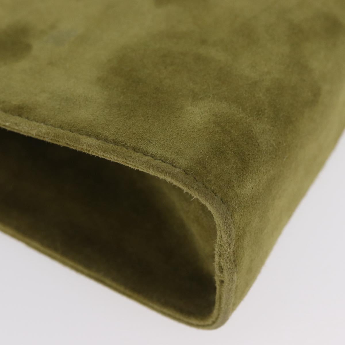 Salvatore Ferragamo Shoulder Bag Suede Green Gold Auth YKZ621