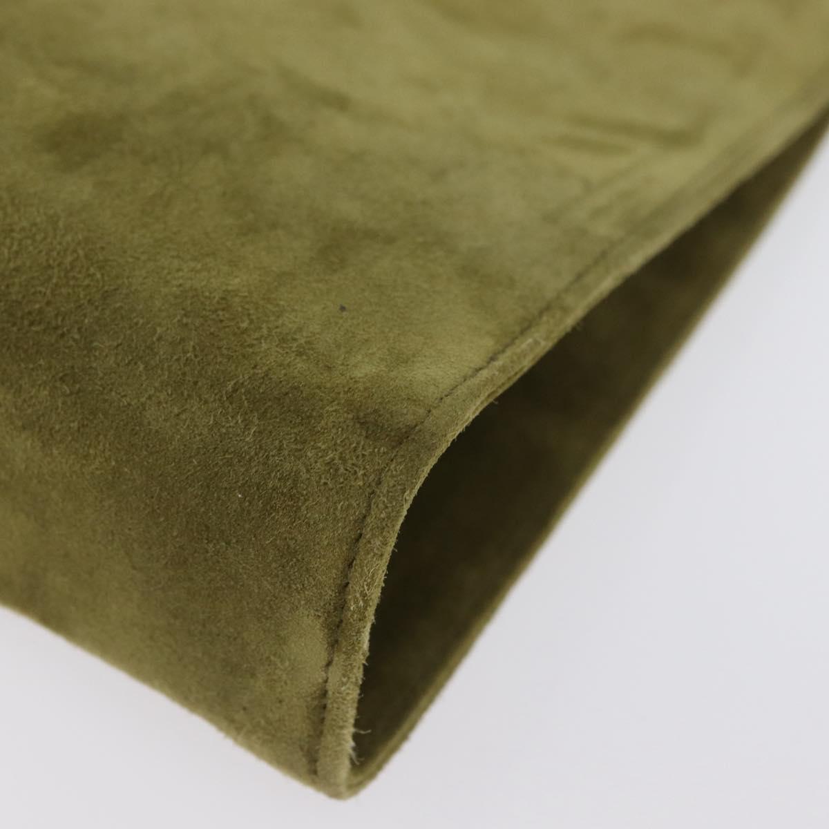 Salvatore Ferragamo Shoulder Bag Suede Green Gold Auth YKZ621