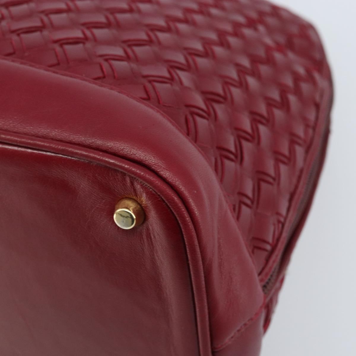 BALLY Hand Bag Leather Red Gold Auth YKZ628A