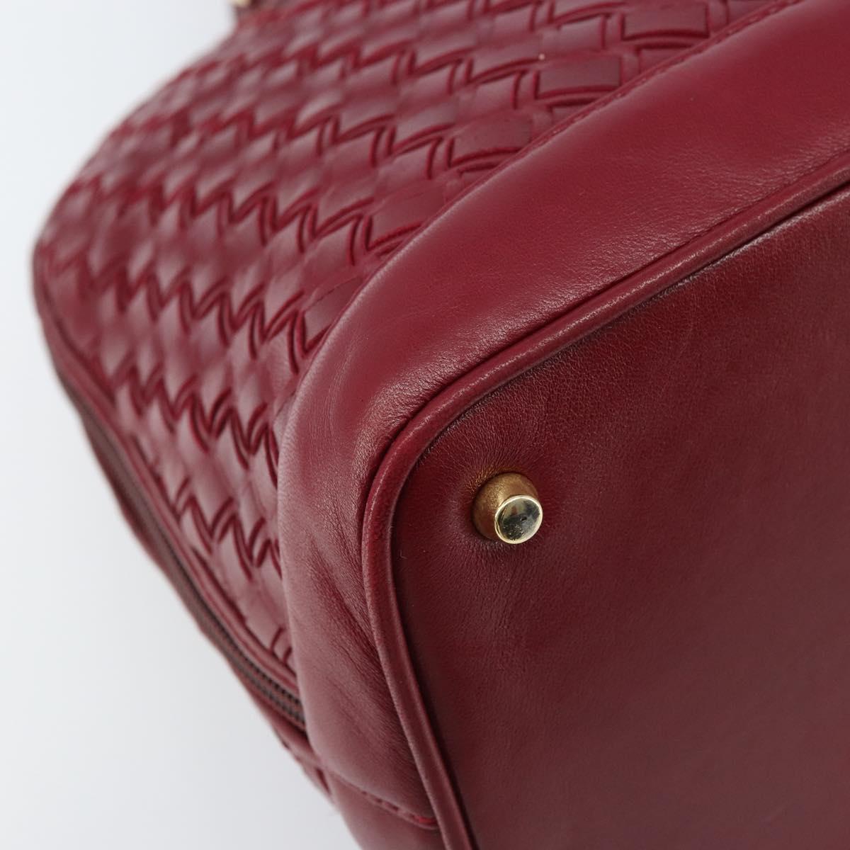 BALLY Hand Bag Leather Red Gold Auth YKZ628A