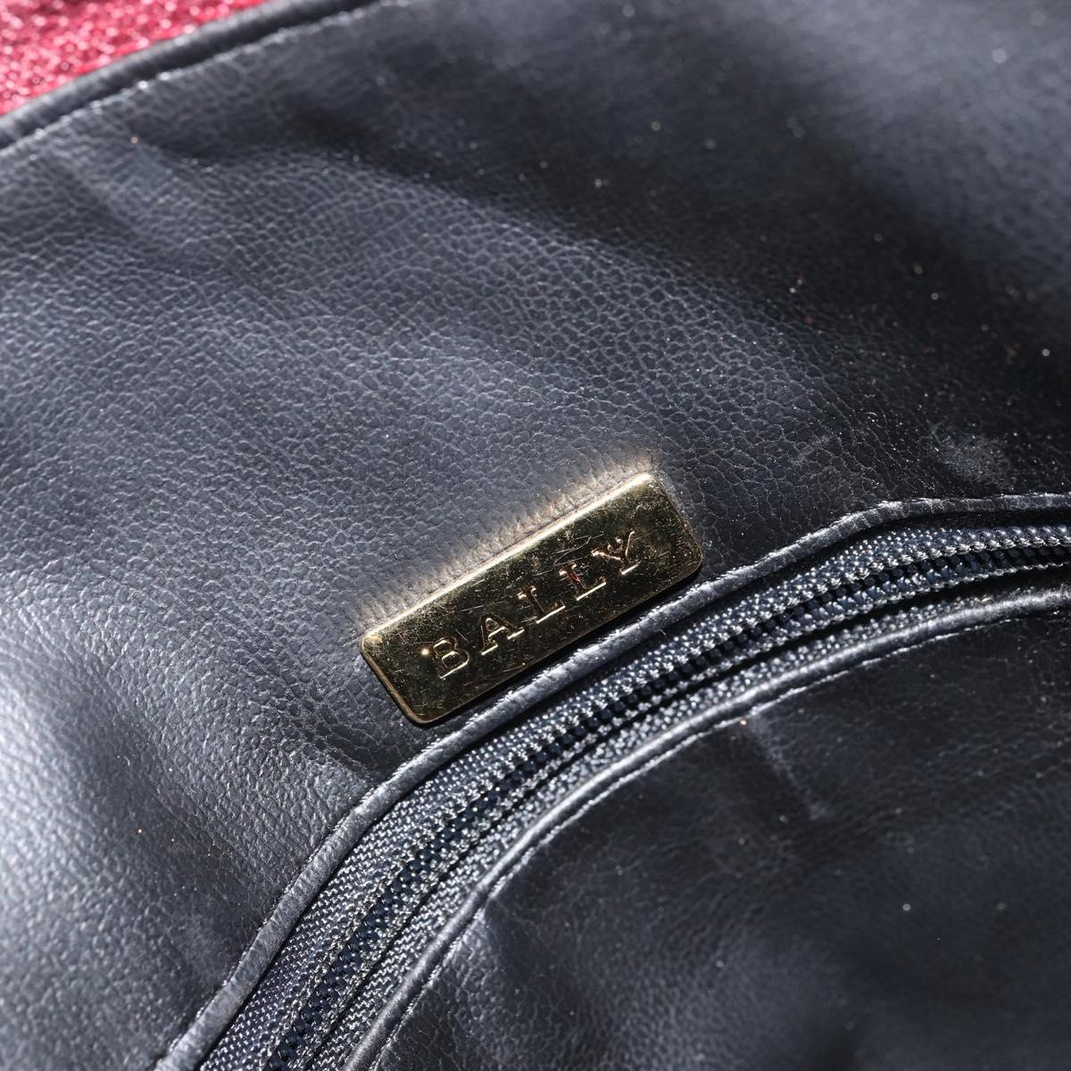 BALLY Hand Bag Leather Red Gold Auth YKZ628A