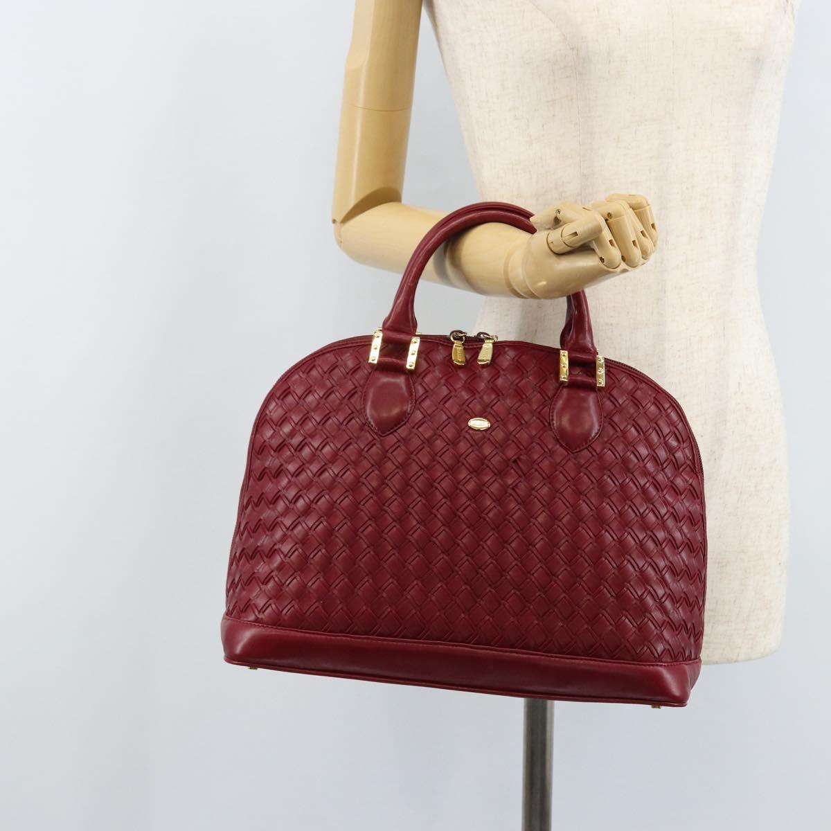 BALLY Hand Bag Leather Red Gold Auth YKZ628A