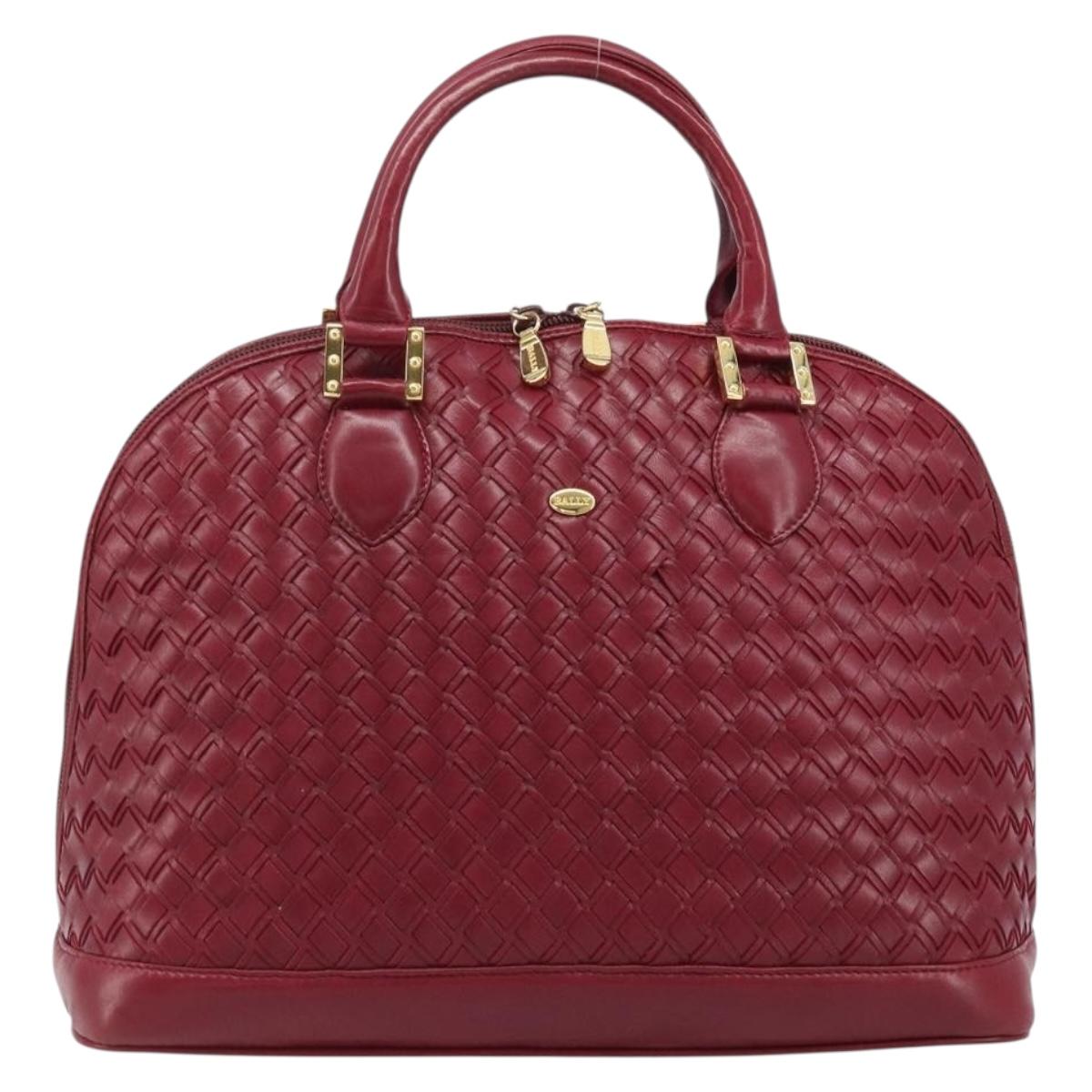 BALLY Hand Bag Leather Red Gold Auth YKZ628A