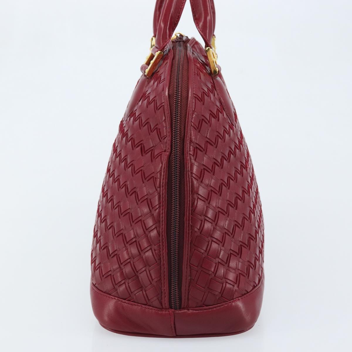 BALLY Hand Bag Leather Red Gold Auth YKZ628A