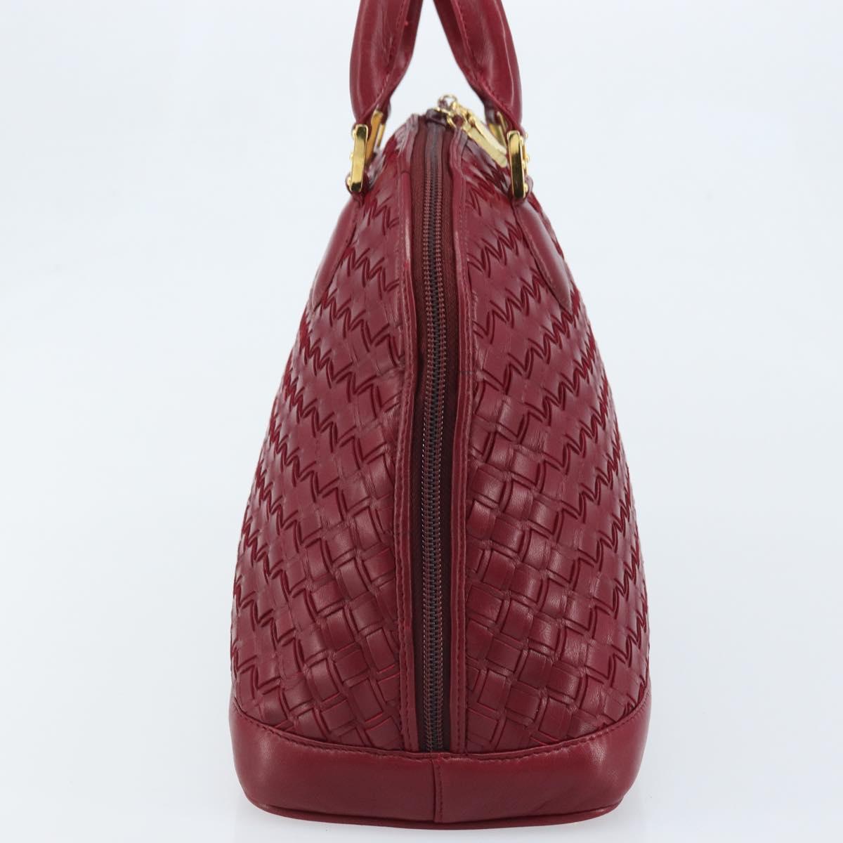 BALLY Hand Bag Leather Red Gold Auth YKZ628A