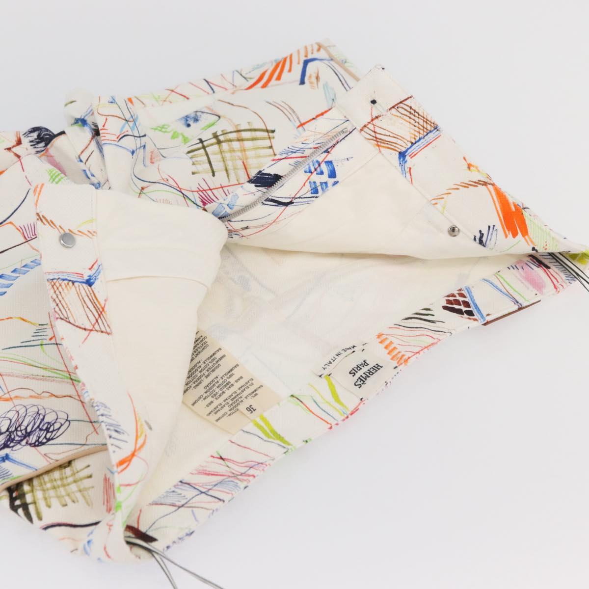 HERMES Short Pants 36 Multicolor Silver Auth YKZ632M