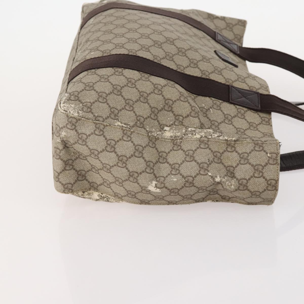 GUCCI GG Supreme Hand Bag Leather PVC 2 Set Brown Beige Auth YKZ714