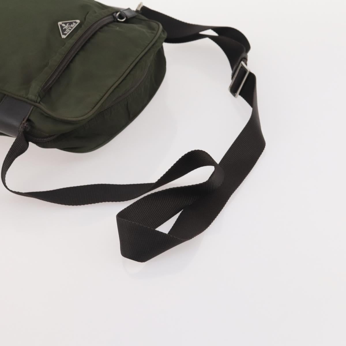 PRADA Shoulder Bag Nylon Leather 3 Set Beige Khaki Auth YKZ717