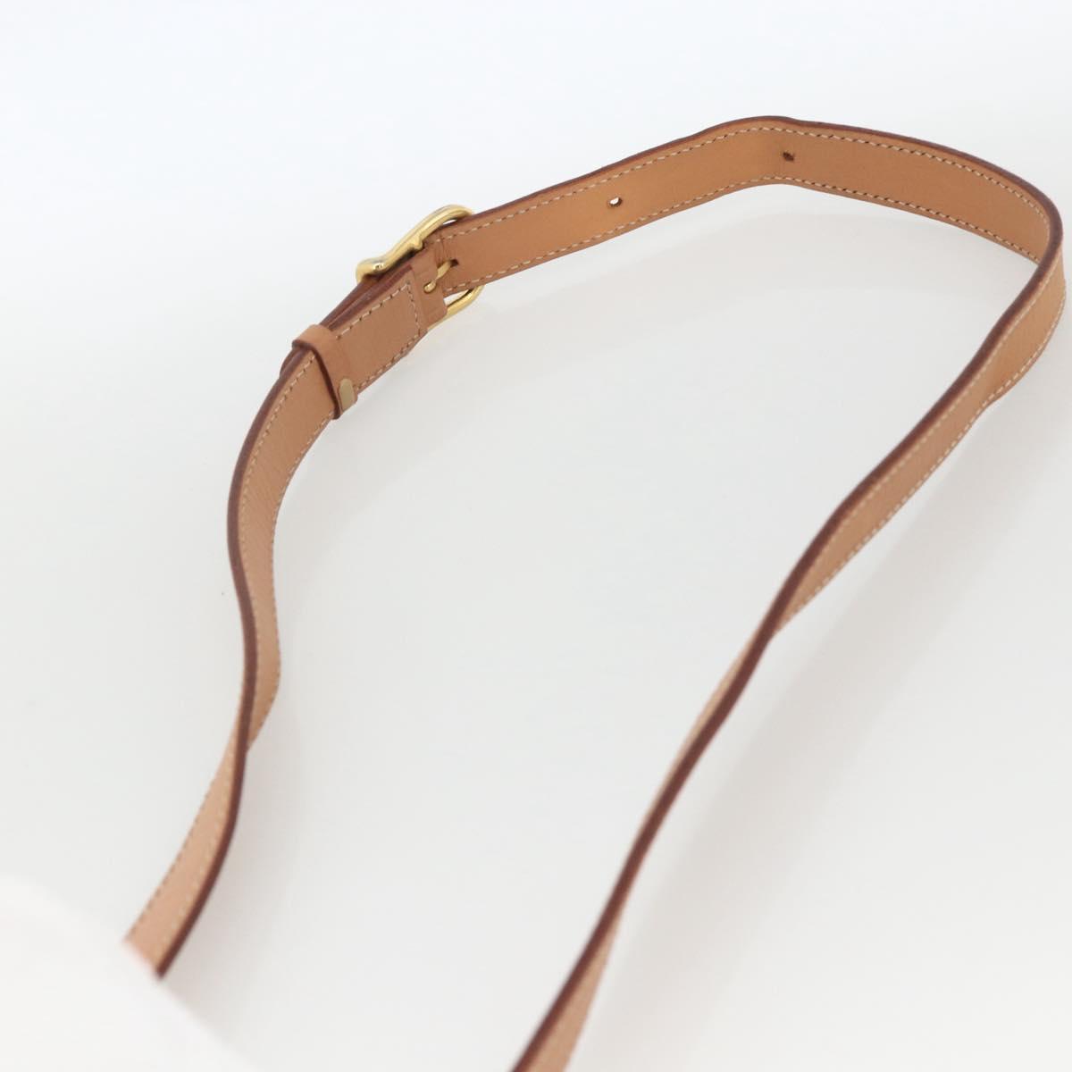 CELINE Macadam Canvas Circle Shoulder Bag PVC Leather Brown Gold Auth YKZ723A