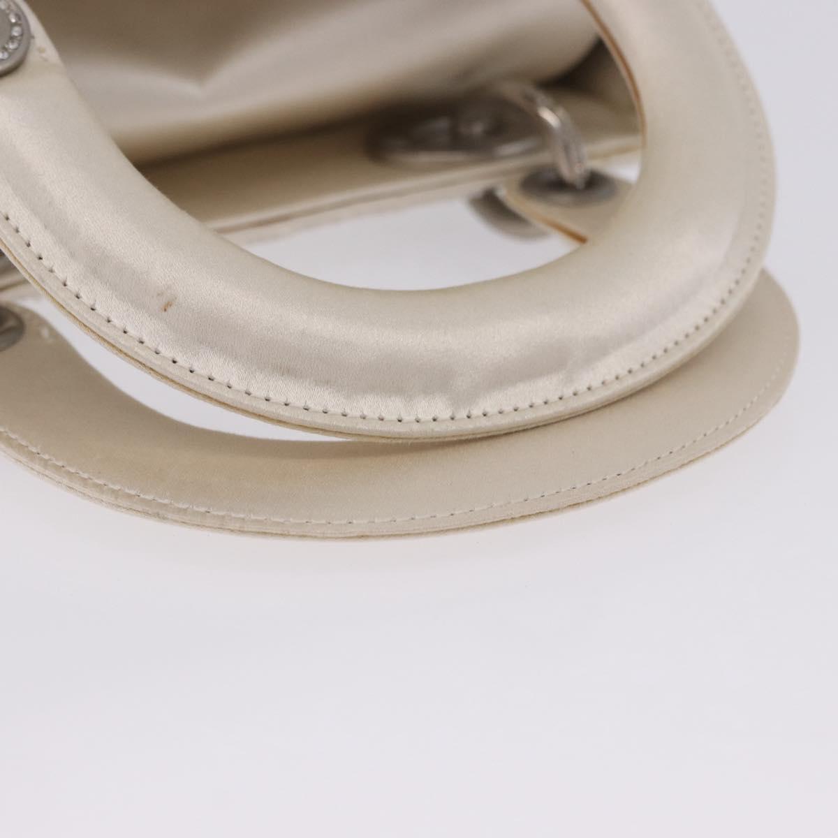 Christian Dior Canage Lady Dior Hand Bag Satin Champagne Gold Auth YKZ738SAM