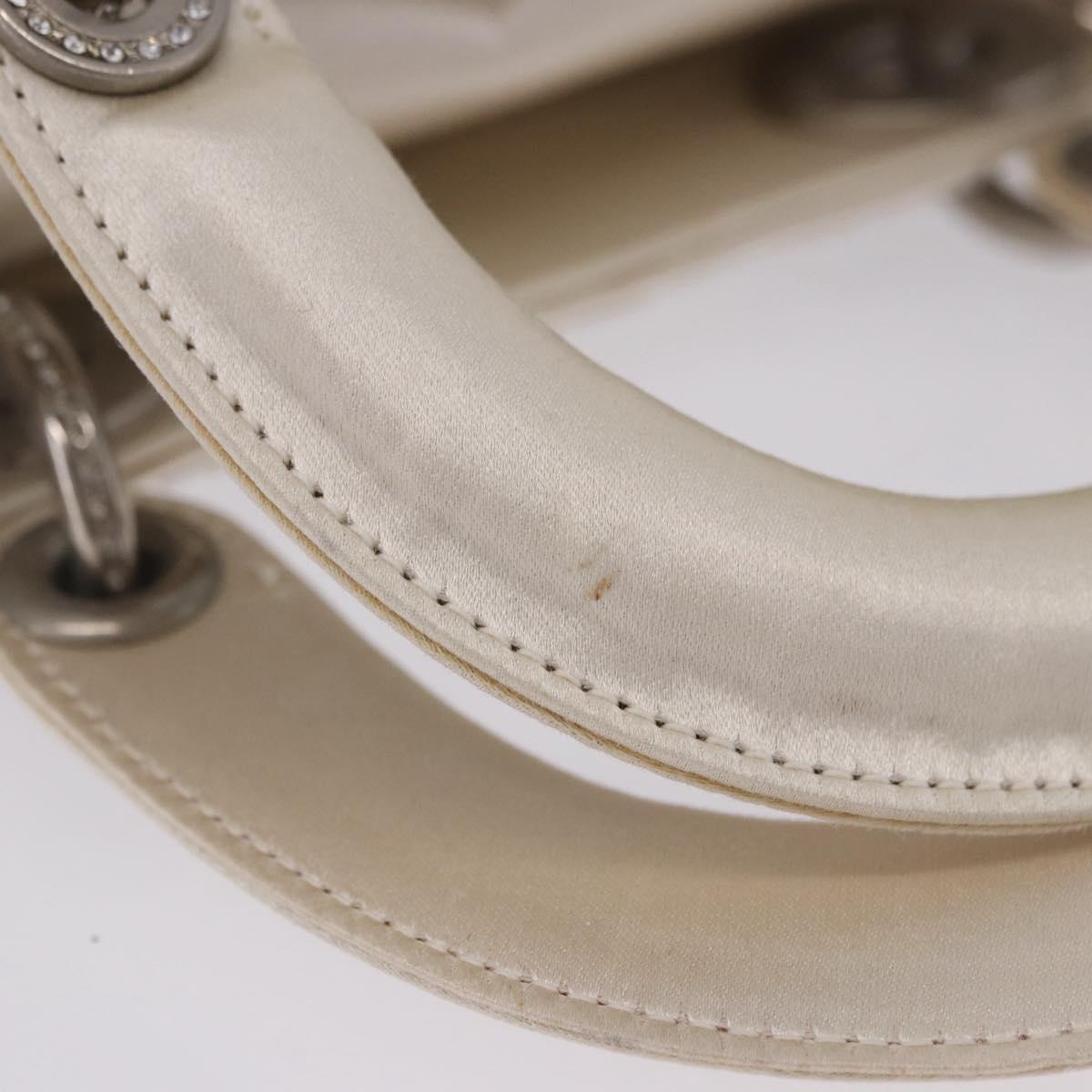 Christian Dior Canage Lady Dior Hand Bag Satin Champagne Gold Auth YKZ738SAM