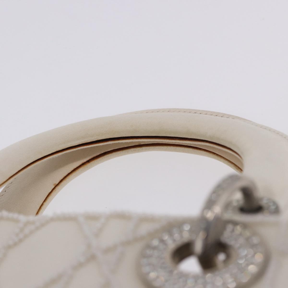 Christian Dior Canage Lady Dior Hand Bag Satin Champagne Gold Auth YKZ738SAM
