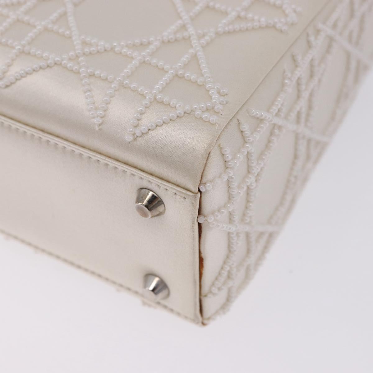 Christian Dior Canage Lady Dior Hand Bag Satin Champagne Gold Auth YKZ738SAM