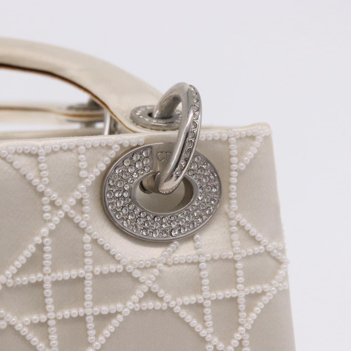 Christian Dior Canage Lady Dior Hand Bag Satin Champagne Gold Auth YKZ738SAM