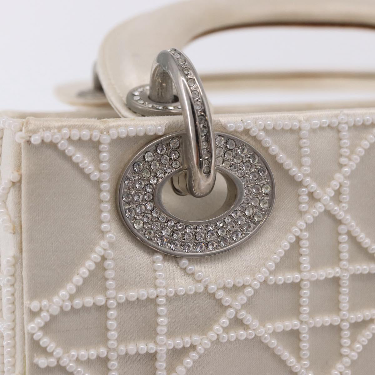 Christian Dior Canage Lady Dior Hand Bag Satin Champagne Gold Auth YKZ738SAM