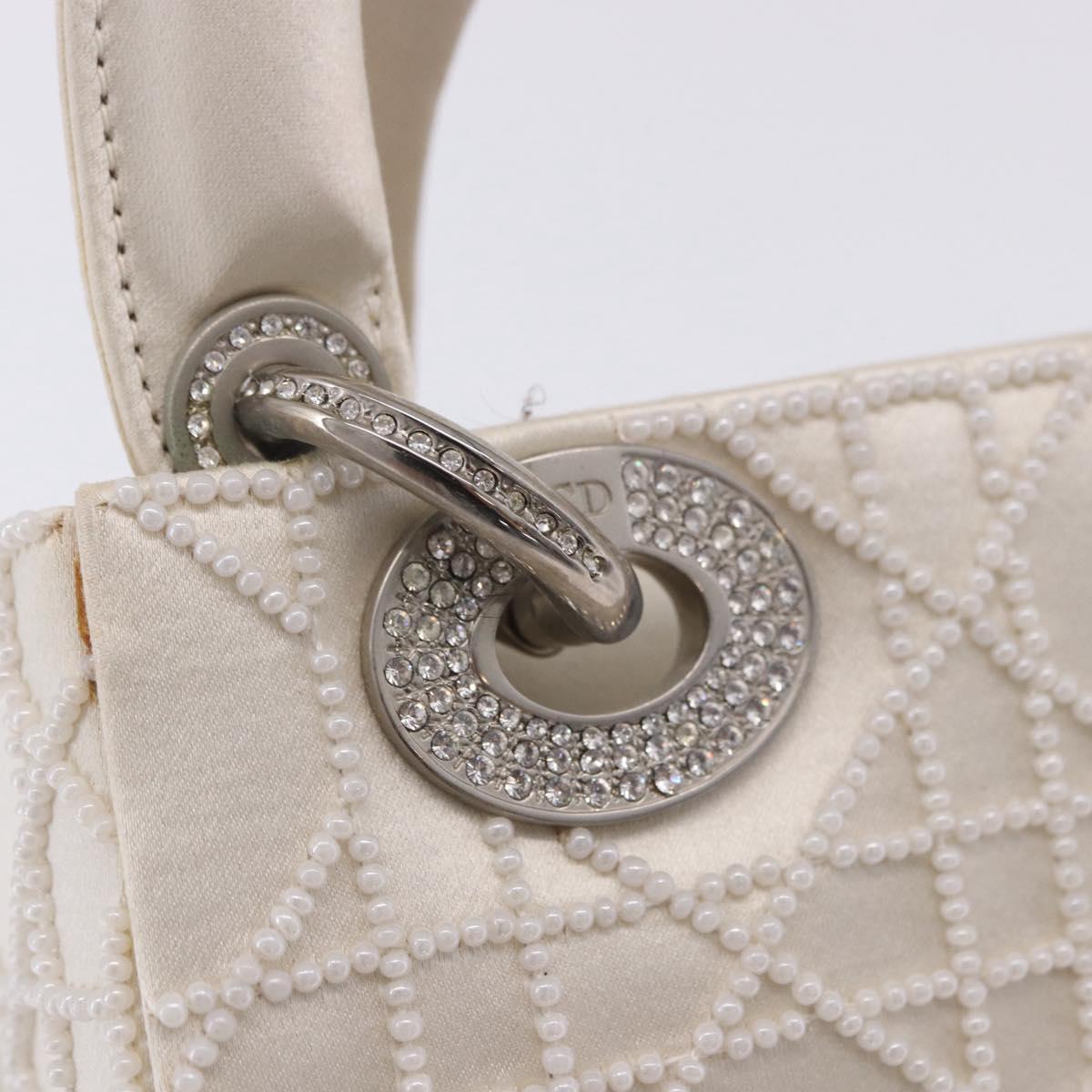 Christian Dior Canage Lady Dior Hand Bag Satin Champagne Gold Auth YKZ738SAM