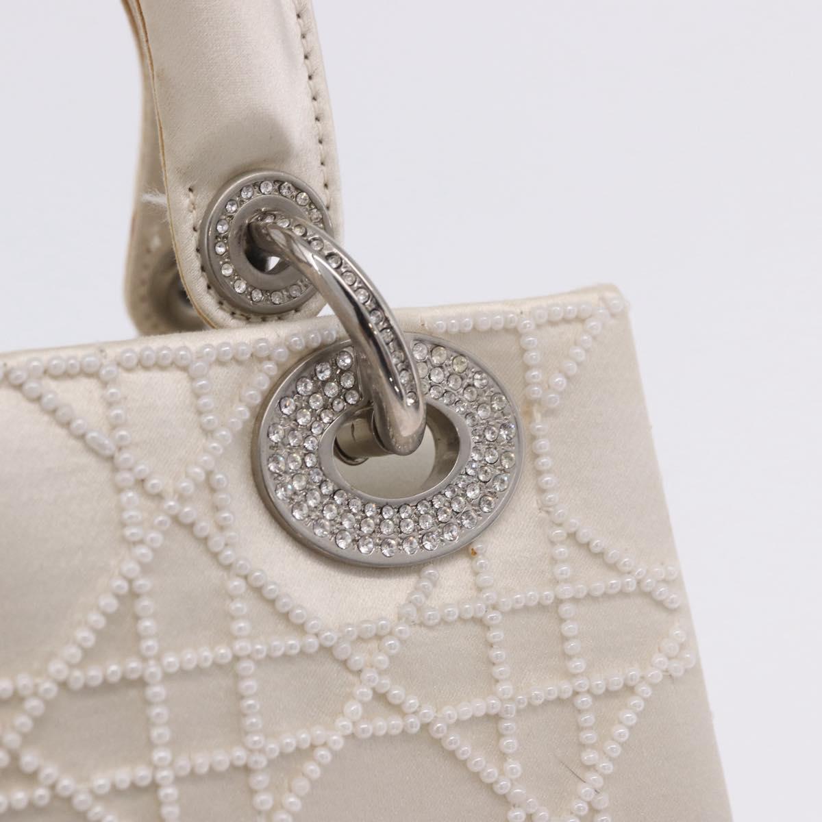 Christian Dior Canage Lady Dior Hand Bag Satin Champagne Gold Auth YKZ738SAM