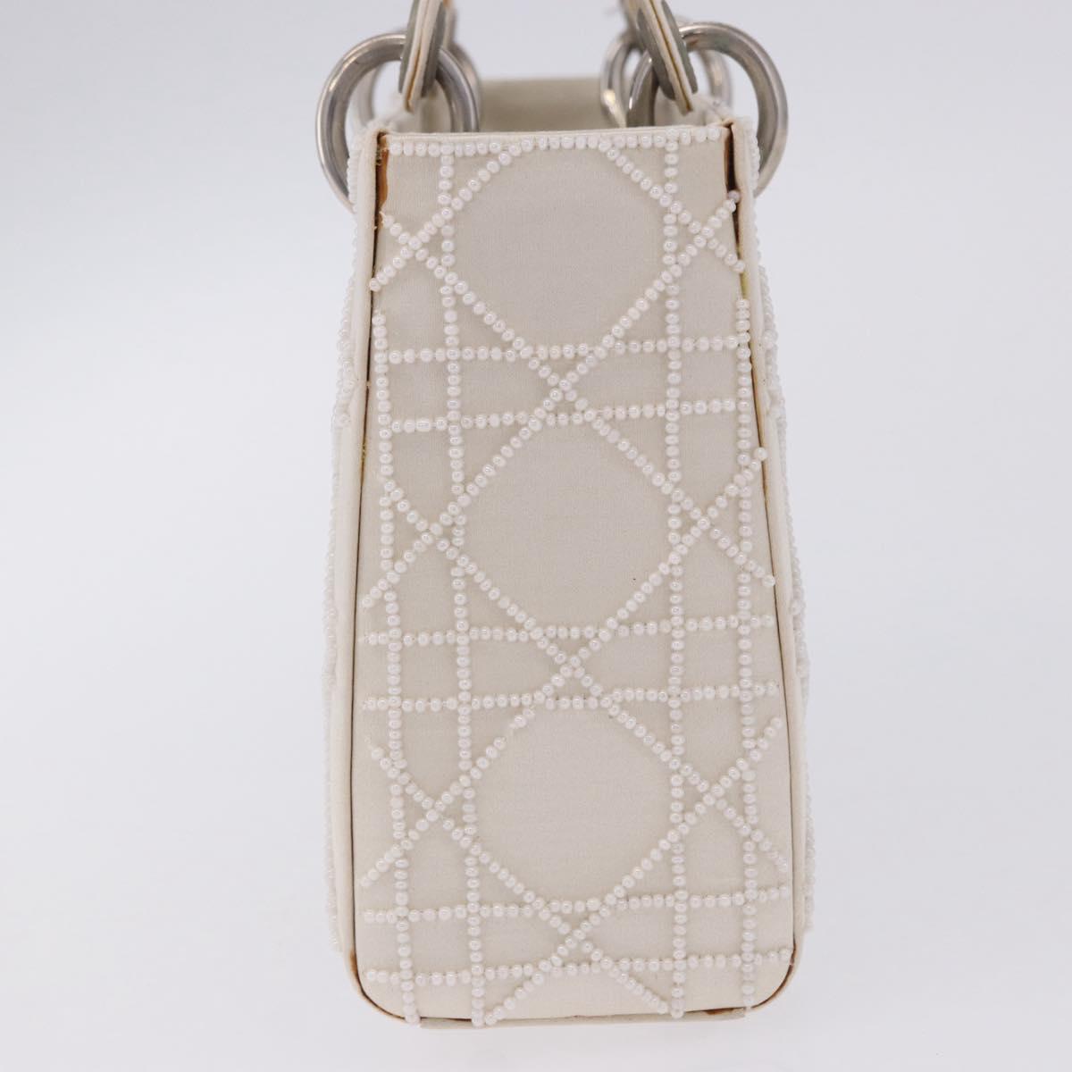 Christian Dior Canage Lady Dior Hand Bag Satin Champagne Gold Auth YKZ738SAM