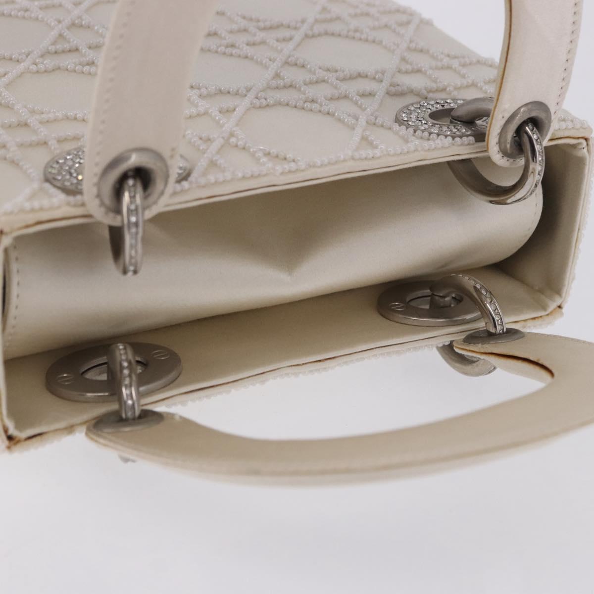 Christian Dior Canage Lady Dior Hand Bag Satin Champagne Gold Auth YKZ738SAM