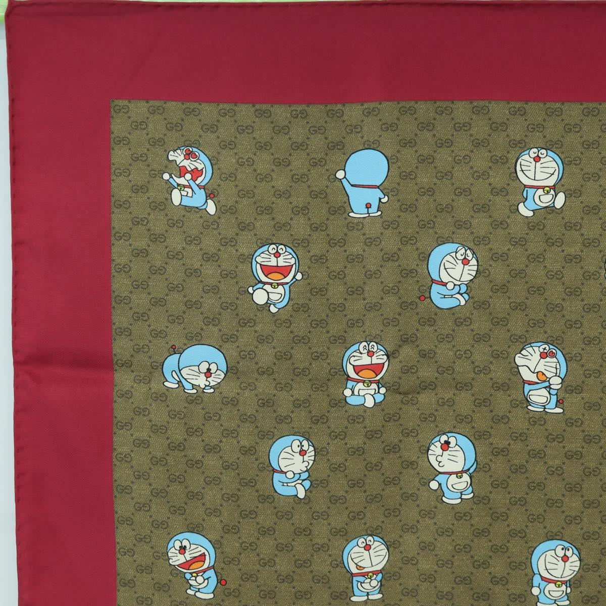 GUCCI Micro GG Doraemon Scarf Silk Beige Auth YKZ755M