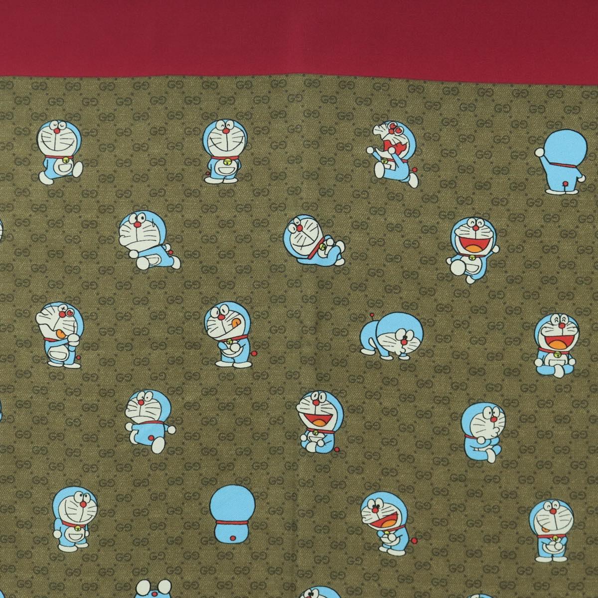 GUCCI Micro GG Doraemon Scarf Silk Beige Auth YKZ755M