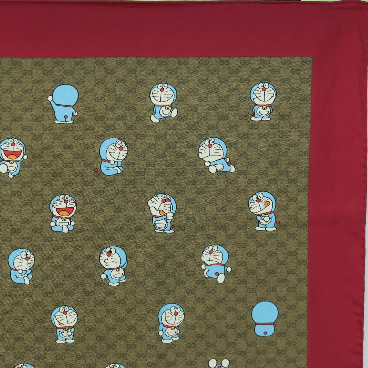 GUCCI Micro GG Doraemon Scarf Silk Beige Auth YKZ755M