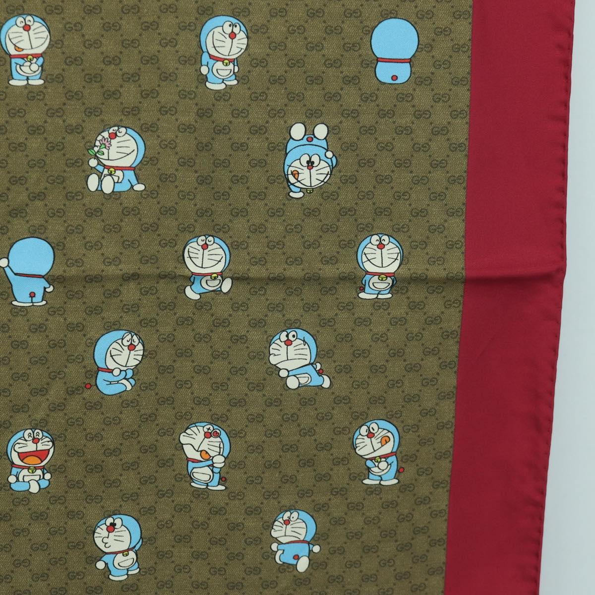 GUCCI Micro GG Doraemon Scarf Silk Beige Auth YKZ755M