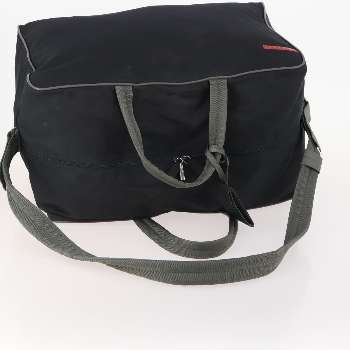 PRADA Sports Boston Bag Nylon 2way Black Silver Auth YKZ775