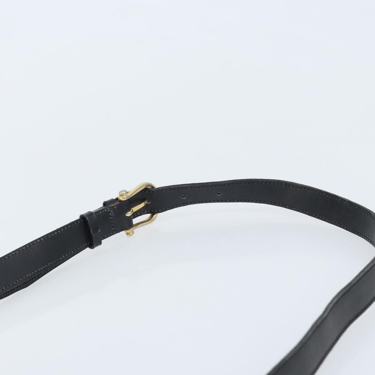 CELINE Horsebit Shoulder Bag Leather Black Gold Auth YKZ776A