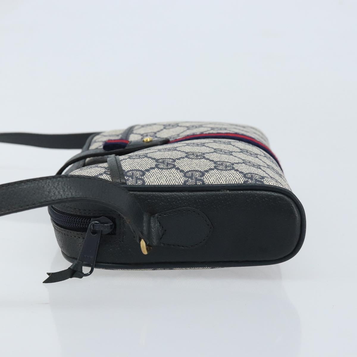 GUCCI GG Supreme Sherry Line Shoulder Bag PVC Navy Gold 10 02 055 Auth YKZ781