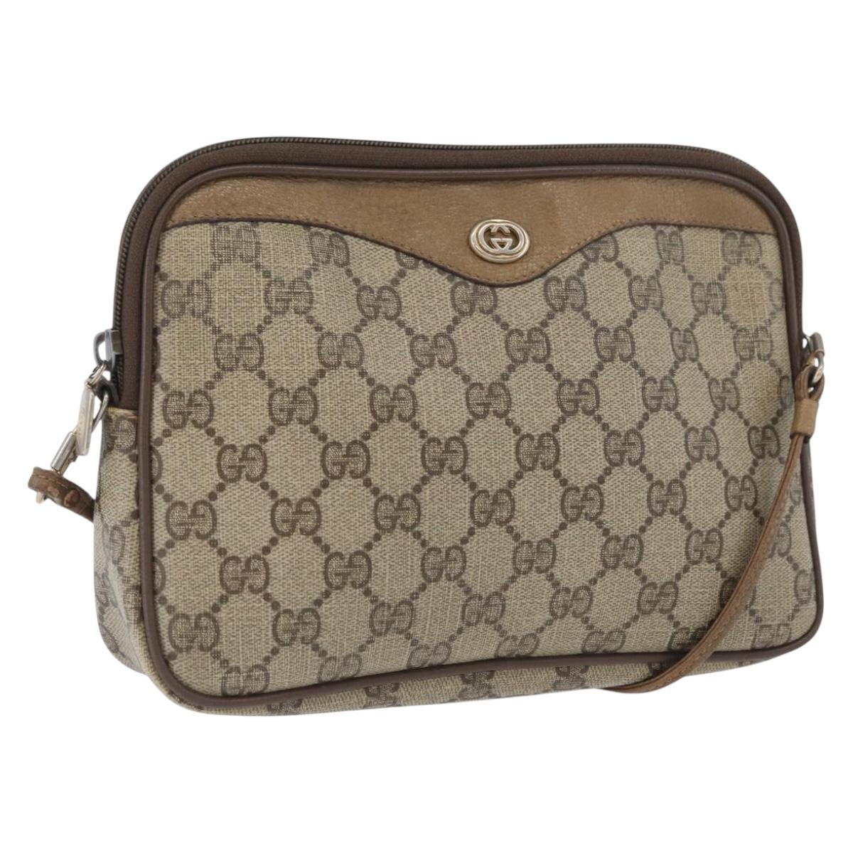 GUCCI GG Supreme Shoulder Bag PVC Beige Gold 97 02 068 Auth YKZ783