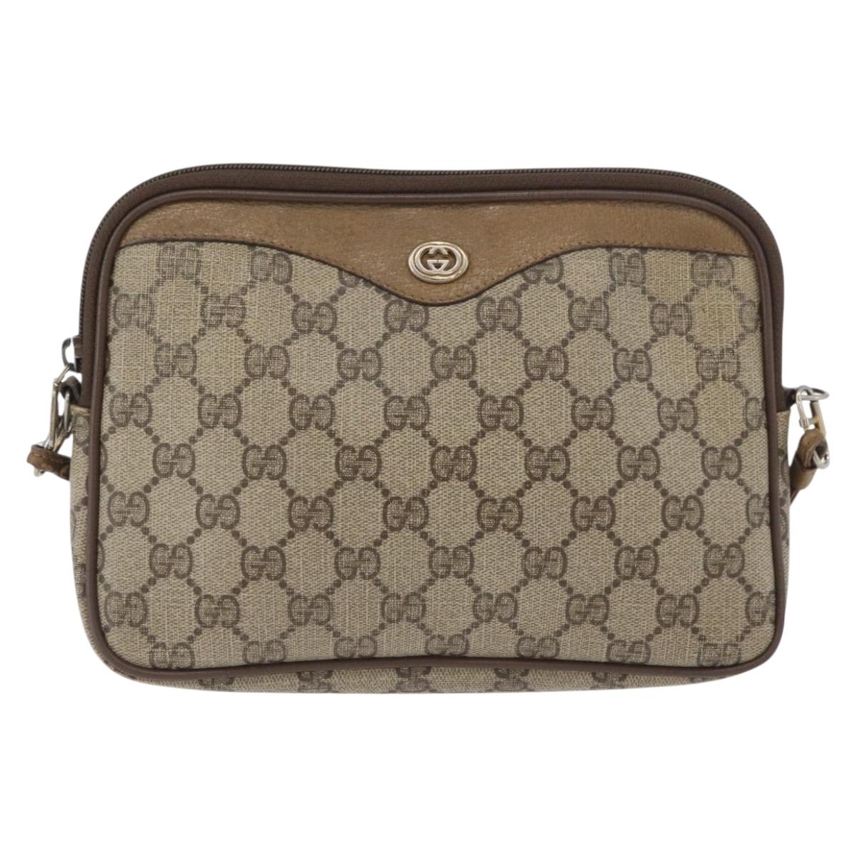 GUCCI GG Supreme Shoulder Bag PVC Beige Gold 97 02 068 Auth YKZ783